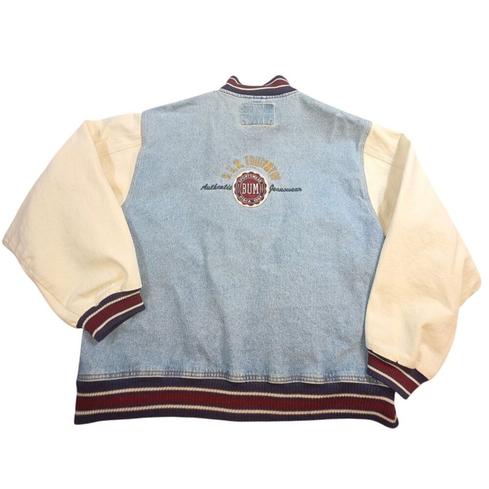 Vintage Bum Equipment Jacket Men's Varsity Bomber Denim Letterman Size L